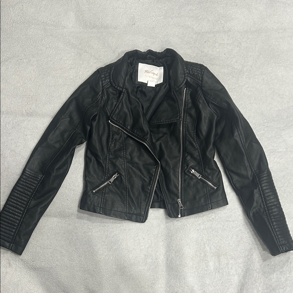 Women’s Black Leather Jacket with Pockets